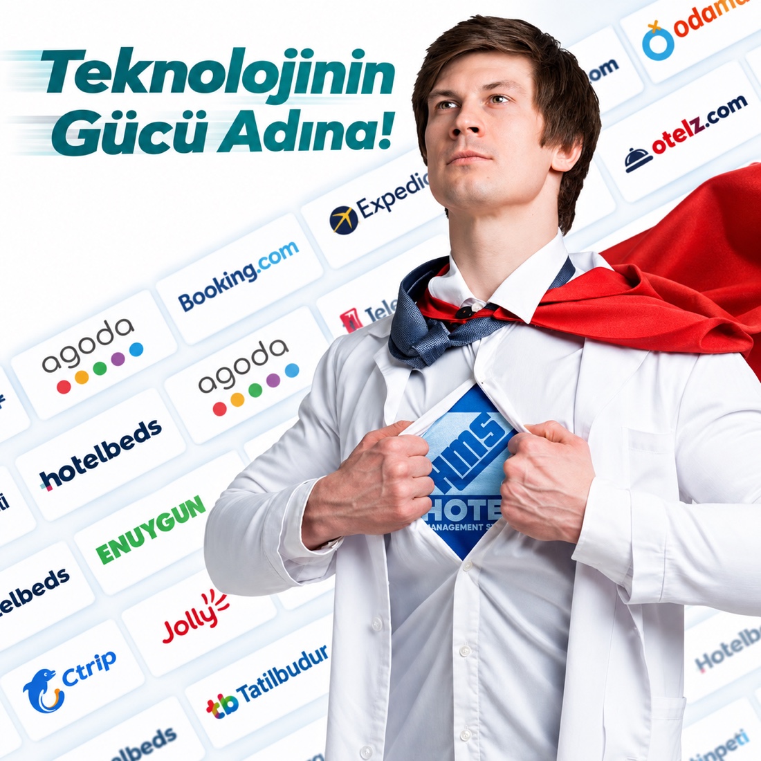HMS Otel Programı — Teknolojinin Gücü Adına: Booking.com, Expedia, Agoda, Hotelbeds, Otelz, Enuygun, Jolly, Ctrip ve Tatilbudur kanallarıyla entegre otel yönetim sistemi