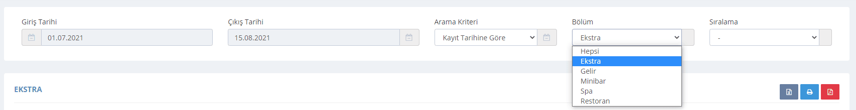 Ekstra Satış Raporları