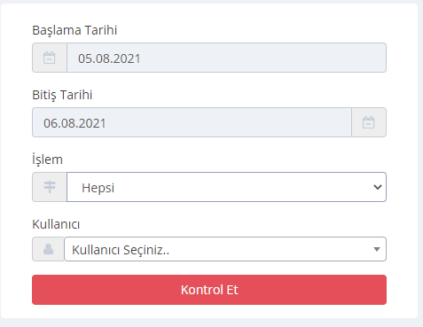 Otel Programı İşlem Kayıtları (LOG) Raporu
